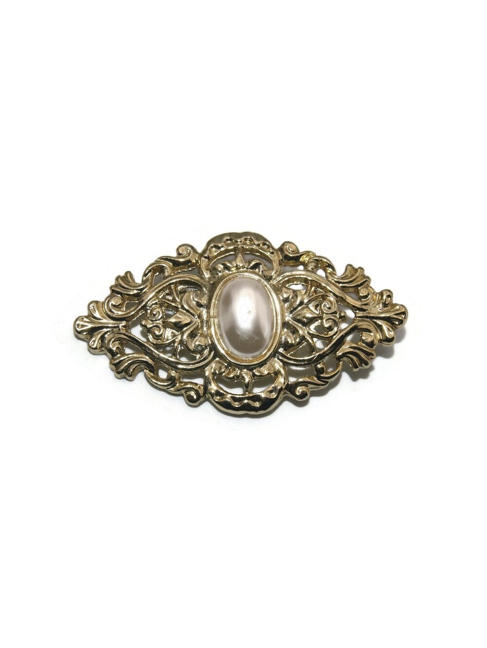 Vintage Gold Tone and Faux Pearl Brooch.